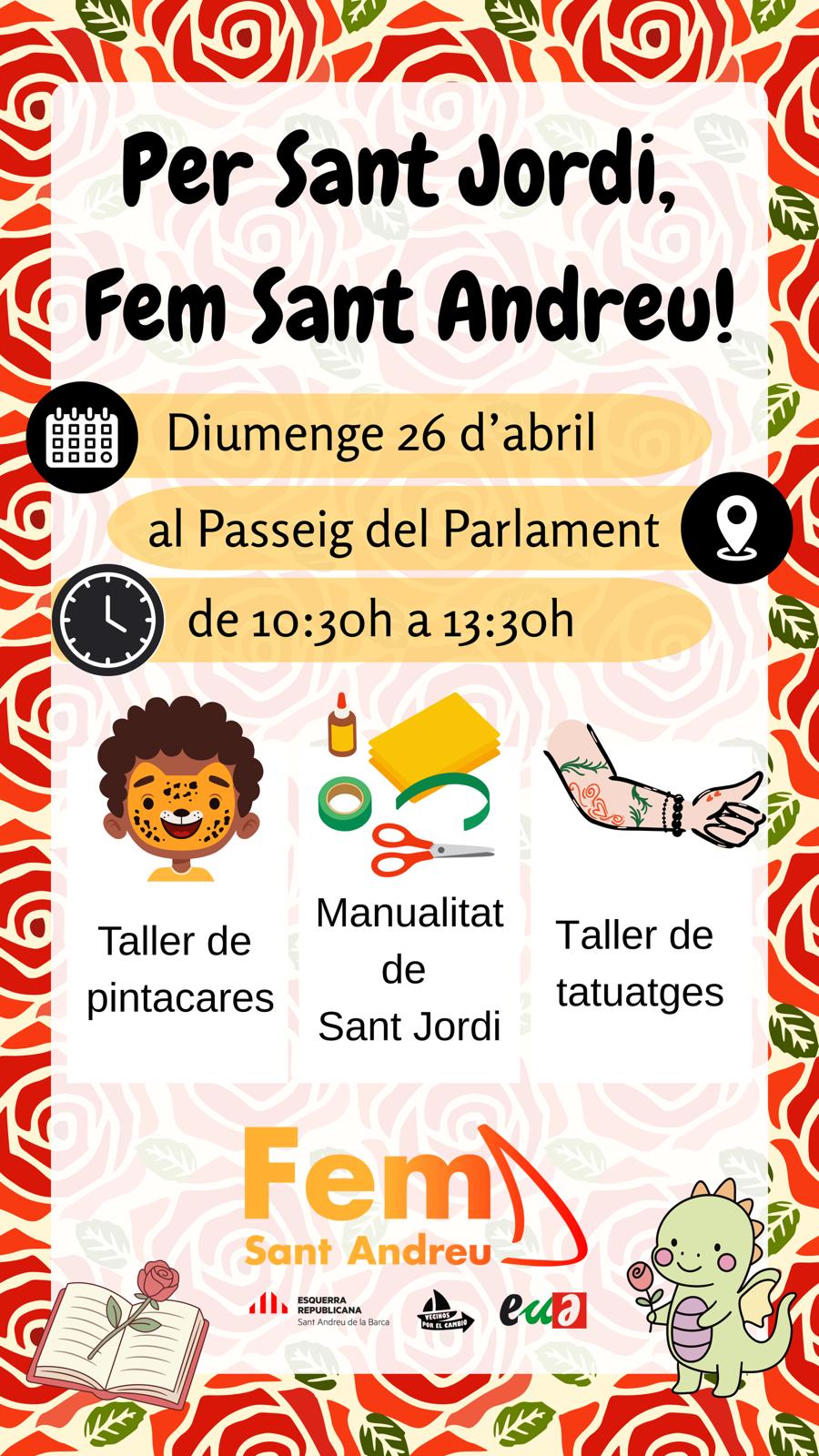 Per Sant Jordi, Fem Sant Andreu! Tallers gratuïts 26 d'abril